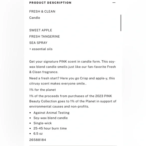 NWT Fresh & Clean Candle from Victoria’s Secret PINK. In box. 2 avail, 1 sold. - Picture 3 of 5